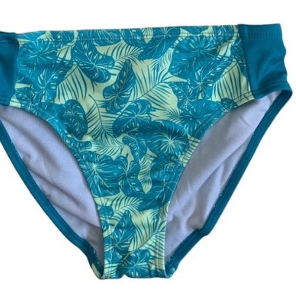 Lily & Dan Girls 2 Piece Swim Set Large Top & Bottom Turquoise Tropical NEW - Picture 3 of 7